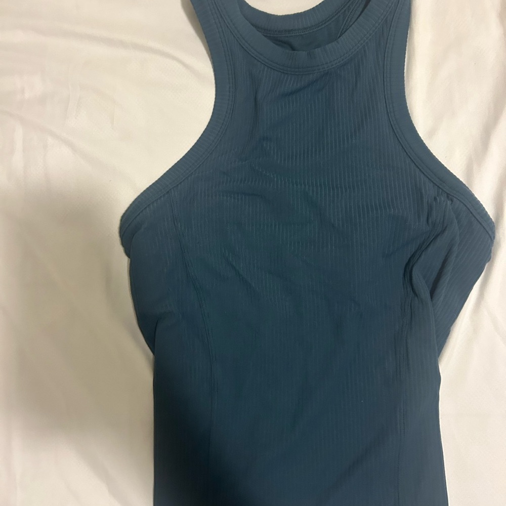 Lululemon Athletica Blue Cut Out Fitted Tank Top